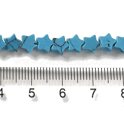 染め合成ターコイズビーズ連売り  スター  6x5.5x2mm  穴：0.8mm  約75個/連  14.57インチ（37cm）&nbsp;G-G085-B31-02