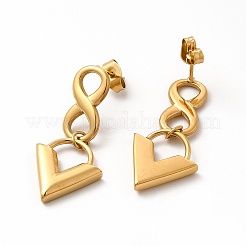 Ионное покрытие (ip) 304 нержавеющая сталь бесконечность с треугольными висячими серьгами-гвоздиками для женщин&nbsp;LS-EJEW-E278-04G