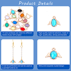 28шт 14 цвета граненые стеклянные подвески GLAA-PH0001-21