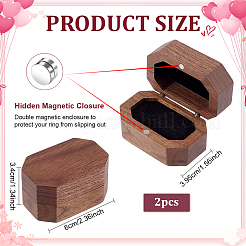 八角形の木製リングマグネットボックス  ブラック  6x3.95x3.4cm&nbsp;CON-WH0107-123A