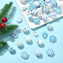 100 шт. 14 стиля Хэллоуин Рождество тематика деревянные европейские бусины WOOD-CJ0002-41