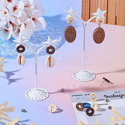 20 шт. 2 стиля фурнитуры для сережек-гвоздиков из натурального ясеня в форме пончика&nbsp;EJEW-TA0001-35