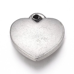 変色しにくい304ステンレススチールペンダント  ハート  ステンレス鋼色  17x16x3.5mm  穴：1.6mm&nbsp;STAS-H117-22P