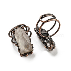 Регулируемые кольца неправильной прямоугольной формы из натурального зеленого кварца RJEW-M157-13R