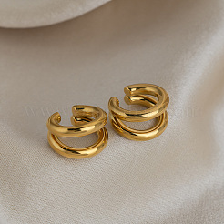 Pendientes de clip de doble capa de acero inoxidable 304 para mujer&nbsp;EX6608
