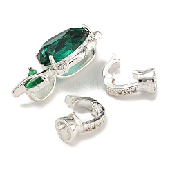Micro pavé di ottone trasparente cubic zirconia piegato su fermagli&nbsp;KK-U037-16P-01