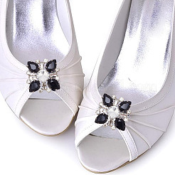 2 пара 2-х стилей стеклянных украшений для обуви со стразами AJEW-AR0001-78A