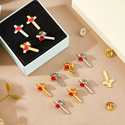 24 шт. 2 цвета крест с сердцем сплав эмаль лацкан значок для рюкзака одежды&nbsp;JEWB-FG0001-59