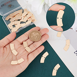 真鍮コネクタチャーム30個  カーブ四角形  ニッケルフリー  18KGP本金メッキ  10x28.5x1mm  穴：1mm  30pc&nbsp;KK-BBC0004-82