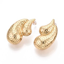 Серьги-гвоздики из латуни в форме каплевидной формы&nbsp;EJEW-T047-92G