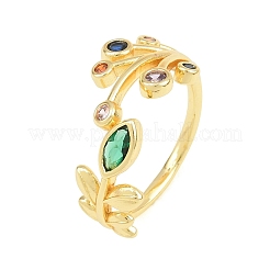 Anillos abiertos tipo brazalete de latón con circonitas cúbicas engastadas&nbsp;CU-CBACDF6-09G-01