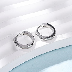 Серьги-кольца из нержавеющей стали 304 с прозрачным кубическим цирконием&nbsp;EJEW-D331-18B-P