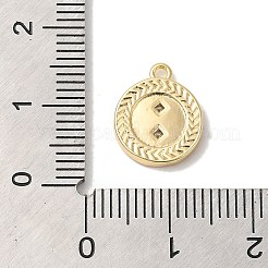 真鍮製マイクロパヴェキュービックジルコニアチャーム  フラットラウンド  ゴールドカラー  13x11x2mm  穴：1.2mm&nbsp;KK-D071-01G