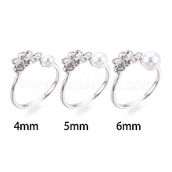 Оправы для колец-манжет из цветочной латуни с микропаве из прозрачного кубического циркония KK-T076-79P