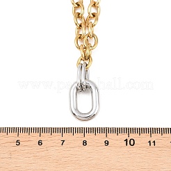 Colliers à pendentif ovale bicolore en acier inoxydable 304 pour femmes&nbsp;NJEW-T020-02C-GP