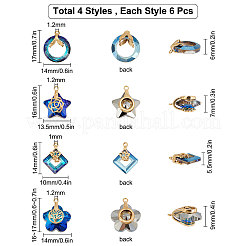 24 шт. 4 стиля подвесок из гальванического стекла&nbsp;EGLA-SC0001-04