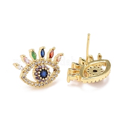 Серьги-гвоздики с кубическим цирконием от сглаза EJEW-A069-12G