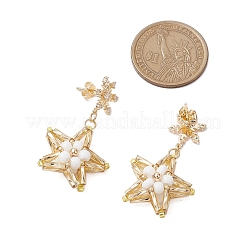 Boucles d'oreilles à tige en forme d'étoile en verre&nbsp;EJEW-MZ00256-04