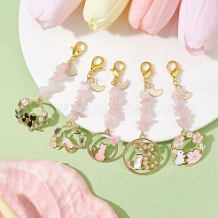 Пасхальное украшение с подвеской из эмали из сплава кролика и кошки HJEW-JM01464