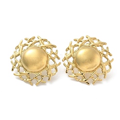 Ионное покрытие (ip) плоские круглые серьги-гвоздики из нержавеющей стали 304 для женщин&nbsp;EJEW-M089-05G