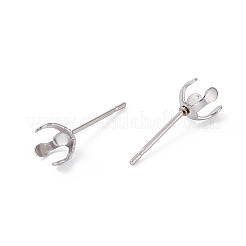 変色しない304ステンレススチールスタッドピアス金具  プロングイヤリングのセッティング  ステンレス鋼色  14.5x5.5mm  内径：5mm  ピン：0.7mm&nbsp;X-STAS-L219-03A-P