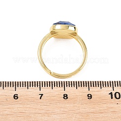 Bagues en lapis-lazuli naturel avec accessoires en laiton&nbsp;G-H353-04G-02
