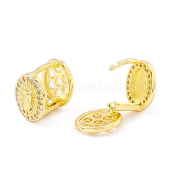 Двусторонние серьги-кольца овальной формы из прозрачного кубического циркония с подвеской Девы Марии&nbsp;EJEW-I266-03G