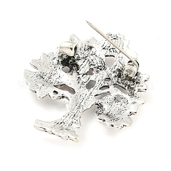 クリスマスツリーテーマの亜鉛合金、ラインストーンブローチ付き  エナメルピン  アンティークシルバー  43.5x37.5x4mm&nbsp;JEWB-B018-02AS-05
