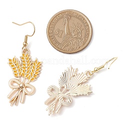 8 пара двух стилей сережек-подвесок из сплава с эмалью в форме кленового листа EJEW-JE06137