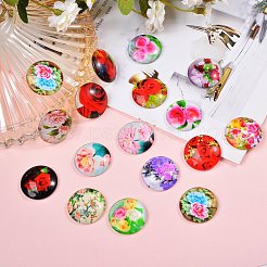 Fleurs imprimés cabochons de verre&nbsp;sgGGLA-SZ0001-15
