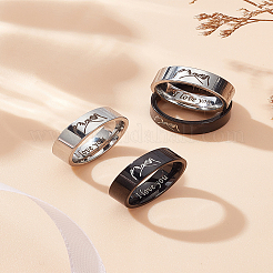 4 шт. 2 цвета слово «я люблю тебя» нержавеющая сталь парные кольца для пальцев&nbsp;RJEW-LP0001-23