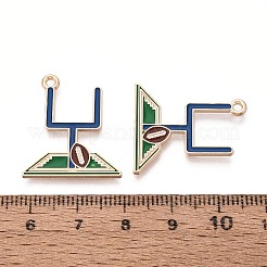 合金エナメルチャーム  ラグビーのチャーム  ゴールドカラー  ダークカーキ  24.5x21.5x1mm  穴：1.6mm&nbsp;ENAM-T025-02G-12