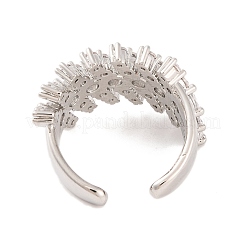 Anelli a polsino aperti in ottone con micro pavé di zirconi trasparenti&nbsp;RJEW-U009-08P-01