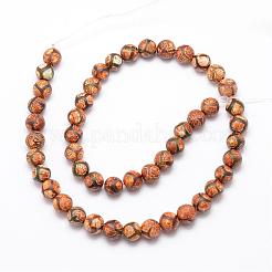 Tibetan style turtle back pattern dzi perlen&nbsp;G-K166-02-8mm-L1-01