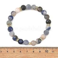 Braccialetti elasticizzati rotondi da 8.5 mm con pietre preziose miste naturali e perline in acciaio inossidabile chirurgico 316&nbsp;BJEW-JB14457