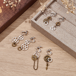 3 стиль серьги-клипсы из сплава передач для женщин EJEW-UN0006-98