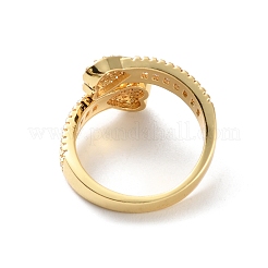 Bagues de manchette ouvertes à double cœur en zircone cubique transparente&nbsp;RJEW-P089-01G