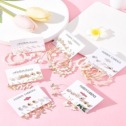 6 комплект сережек из сплава и пластика с жемчугом EJEW-FS0001-25