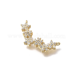 Латунные подвески-соединители с микропаве из прозрачных кубических цирконий в форме цветка KK-D431-072G