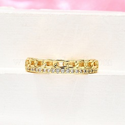 Латунные кольца-манжеты с микропаве и прозрачным цирконием для женщин RJEW-H247-23G
