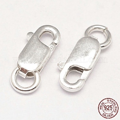 925スターリングシルバーカニカン  丸カン付き  銀  12x4.3x2.5mm  穴：3mm  約37個/20g&nbsp;STER-F014-08C