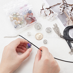 DIY-Bausatz für eine Halskette mit Käfiganhänger aus natürlichem Achat&nbsp;DIY-PH0005-90