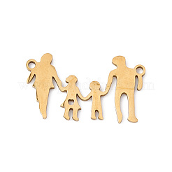 304ステンレススチールファミリーコネクタチャーム  男性と女性と子供  ゴールドカラー  14.5x25x1mm  穴：1.4mm&nbsp;STAS-G270-01C-G