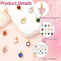 12 шт. 12-цветные подвески из латуни с микропаве из кубического циркония&nbsp;ZIRC-CJ0003-35