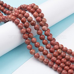 Fili di perline di diaspro naturale linea argento&nbsp;G-P451-02A-A