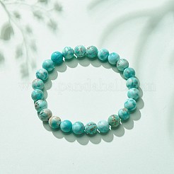 ナチュラル ハウライト ラウンド ビーズ ストレッチ ブレスレット  女性のためのアクセサリー用原石のアクセサリー  ビーズ：8mm  内径：2-1/8インチ（5.5cm）&nbsp;BJEW-JB08290-03