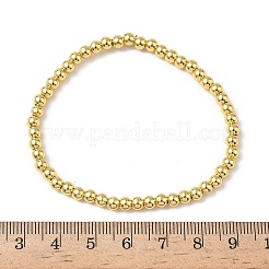 Pulseras elásticas con cuentas redondas de latón para hombres y mujeres&nbsp;BJEW-B148-05B-G