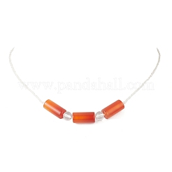 Регулируемые ожерелья из натурального сердолика и синтетического кварцевого кристалла с круглыми бусинами&nbsp;NJEW-JN05321