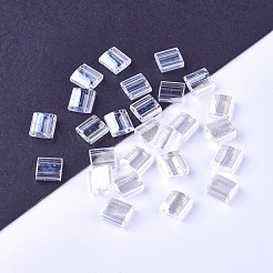 MIYUKIティラビーズ  日本製シードビーズ  2穴  （TL160)クリスタルの光沢  5x5x1.9mm  穴：0.8mm  約118個/10g&nbsp;X-SEED-J020-TL160
