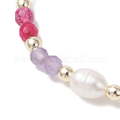 3 bracelet tressé en perles de pierres précieuses naturelles mélangées et perles d'eau douce de culture pour femmes&nbsp;BJEW-JB12666